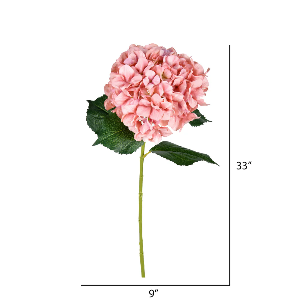 33" Hydrangea Silk Flower Stem -Pink (Pack of 6) - Image 2