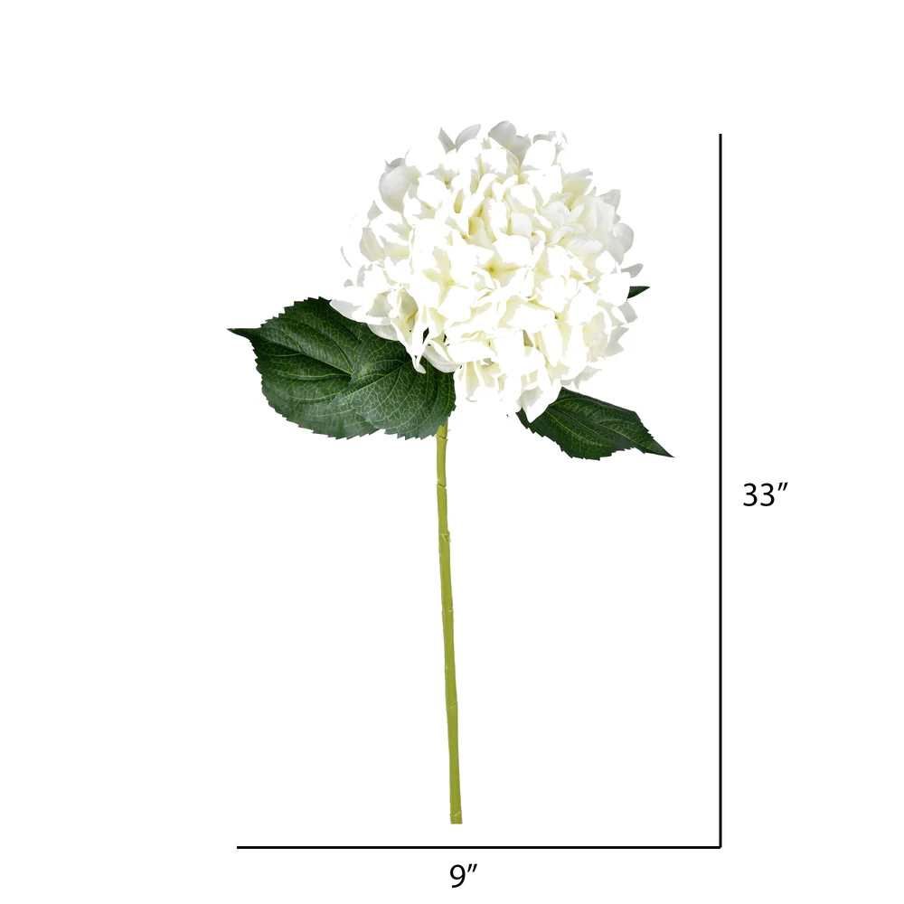 33" Hydrangea Silk Flower Stem -White (Pack of 6) - Image 2
