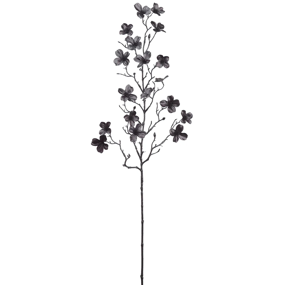 33" Metallic Artificial Dogwood Blossom Flower Stem -Black (Pack of 12)