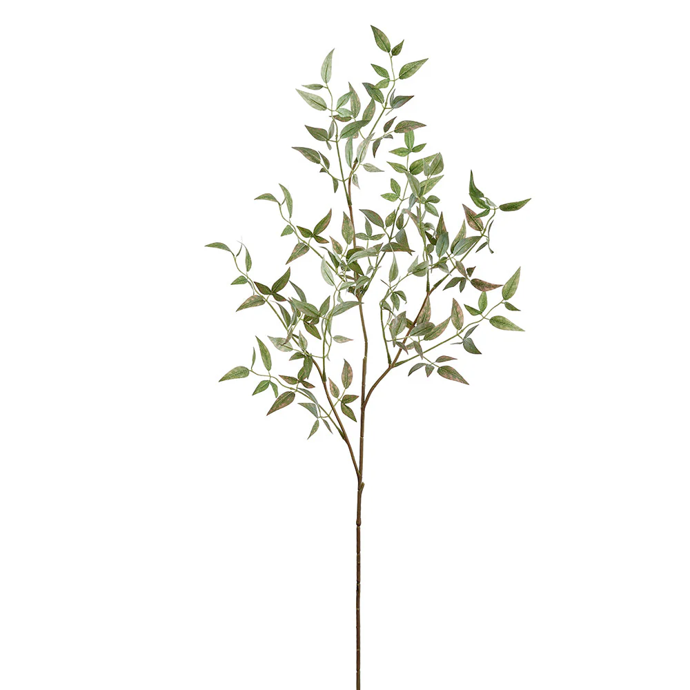 33" Nandina Leaf Silk Stem -Green/Gray (Pack of 12)