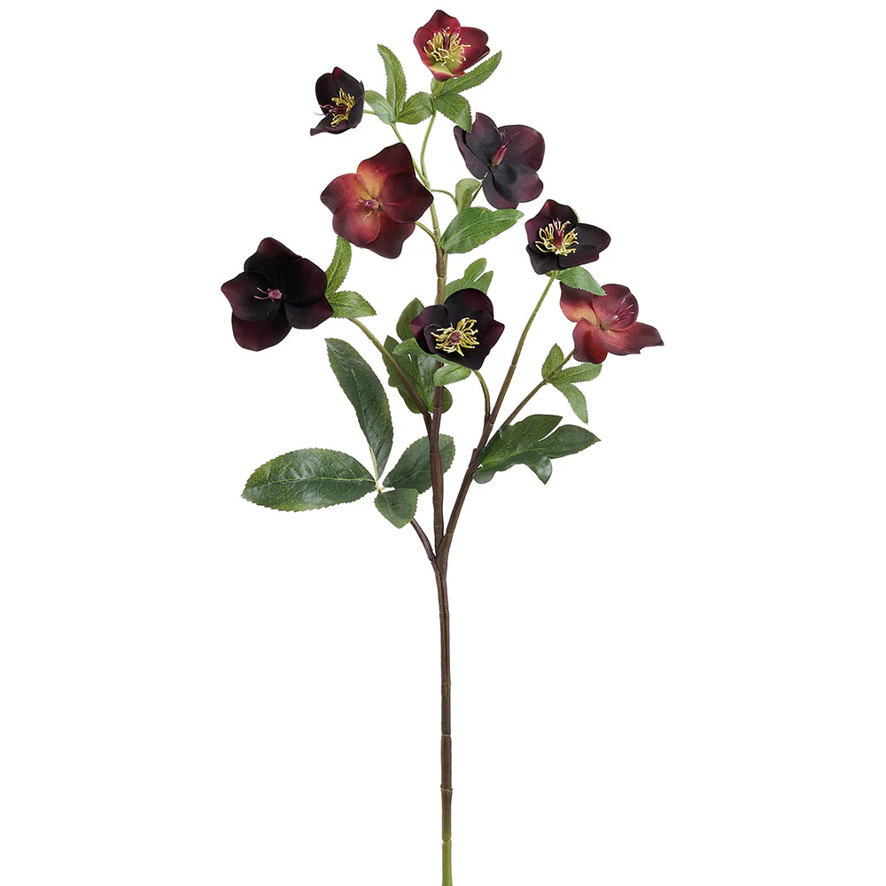 33" Real Touch Helleborus Silk Flower Stem -Plum (Pack of 12)