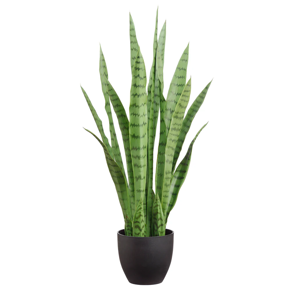 33" Sansevieria Snake Artificial Plant w/Plastic Pot -Green (Pack of 2)