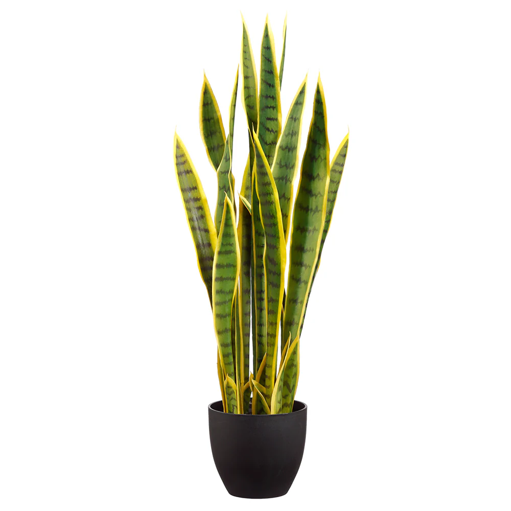 33" Sansevieria Snake Artificial Plant w/Plastic Pot -Variegated (Pack of 2)