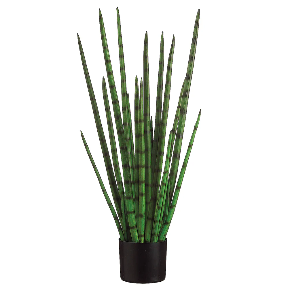 33" Sansevieria Snake Grass Artificial Plant w/Pot -Green