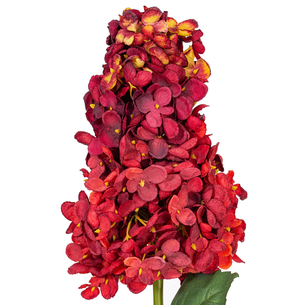 33" Silk Cone Hydrangea Flower Stem -Burgundy (Pack of 6) - Image 2