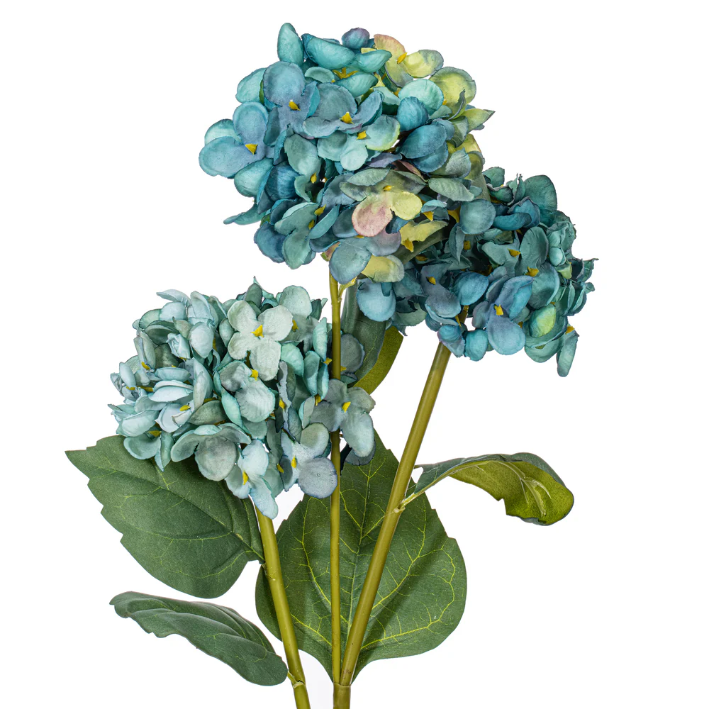33" Silk Hydrangea Flower Stem -Aqua (Pack of 6) - Image 2
