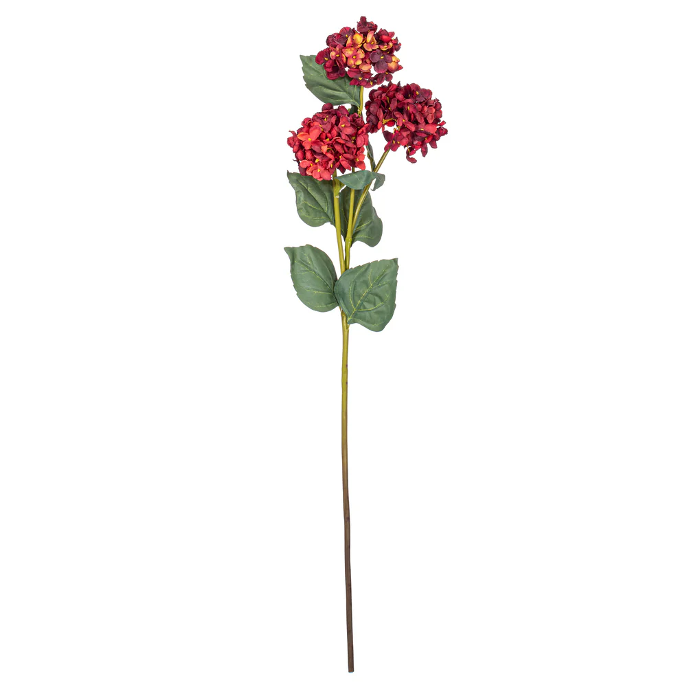 33" Silk Hydrangea Flower Stem -Burgundy (Pack of 6)