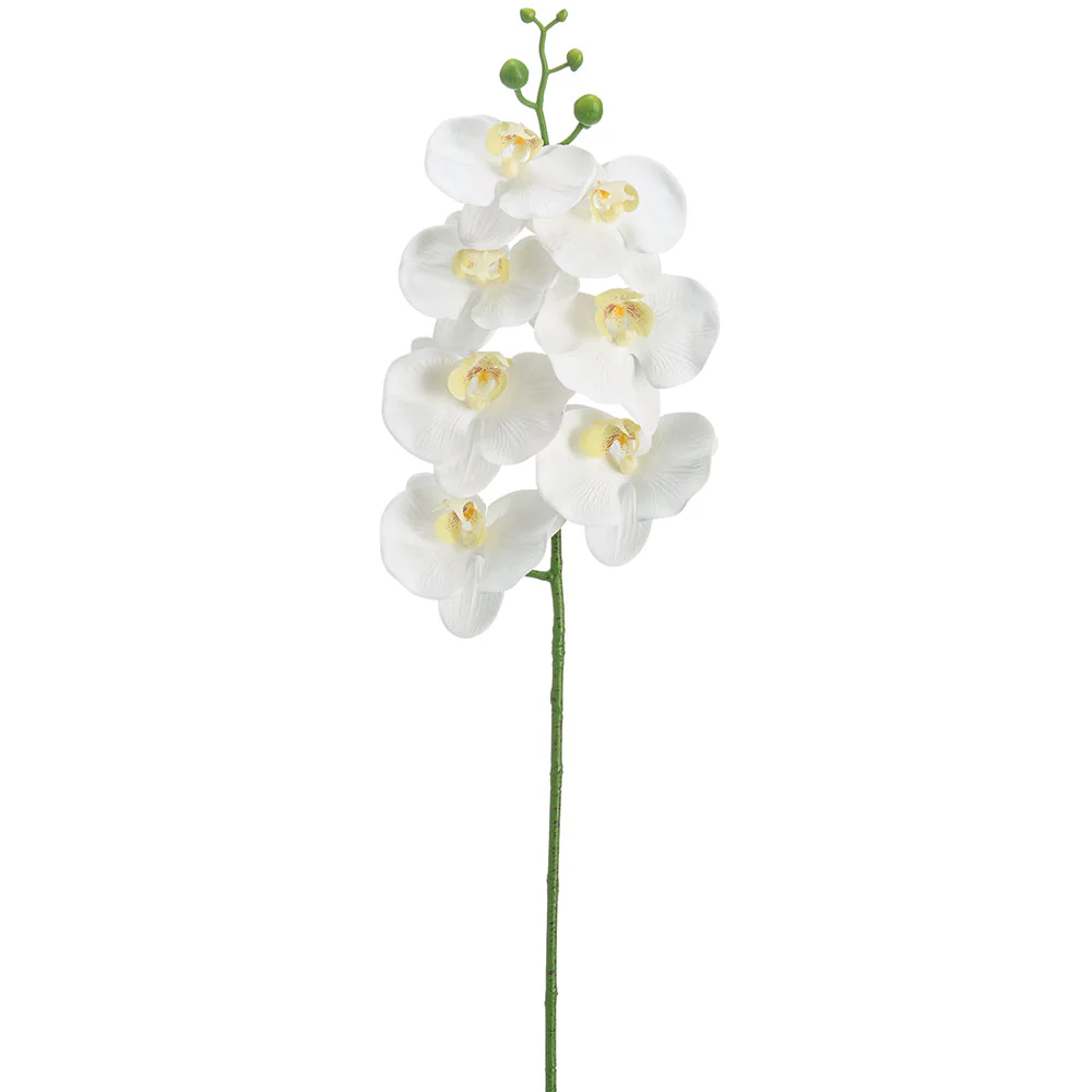 34.5" Hand-Wrapped Phalaenopsis Orchid Silk Flower Stem -White (Pack of 12)