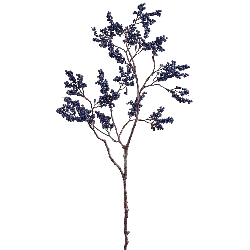 34" Berry Artificial Stem -Dark Blue (Pack of 12)