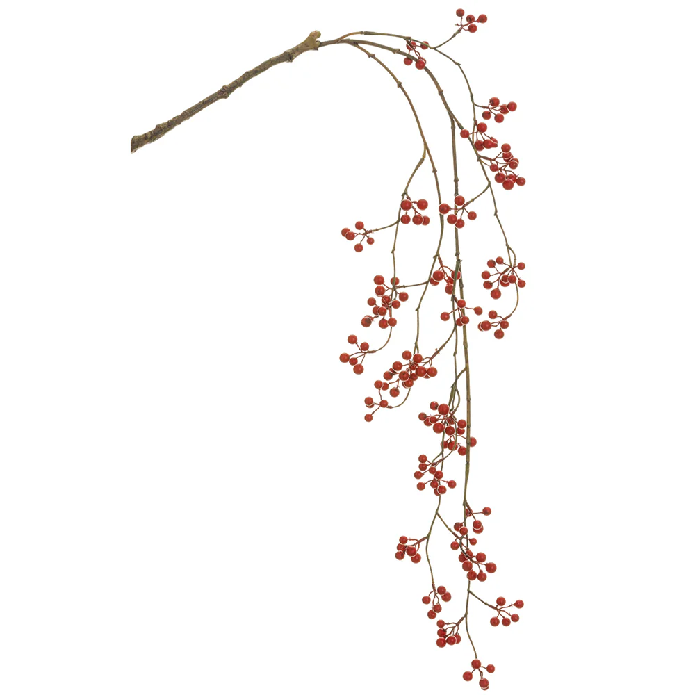 34" Hanging Artificial Holiday Berry Stem -Red (Pack of 12)