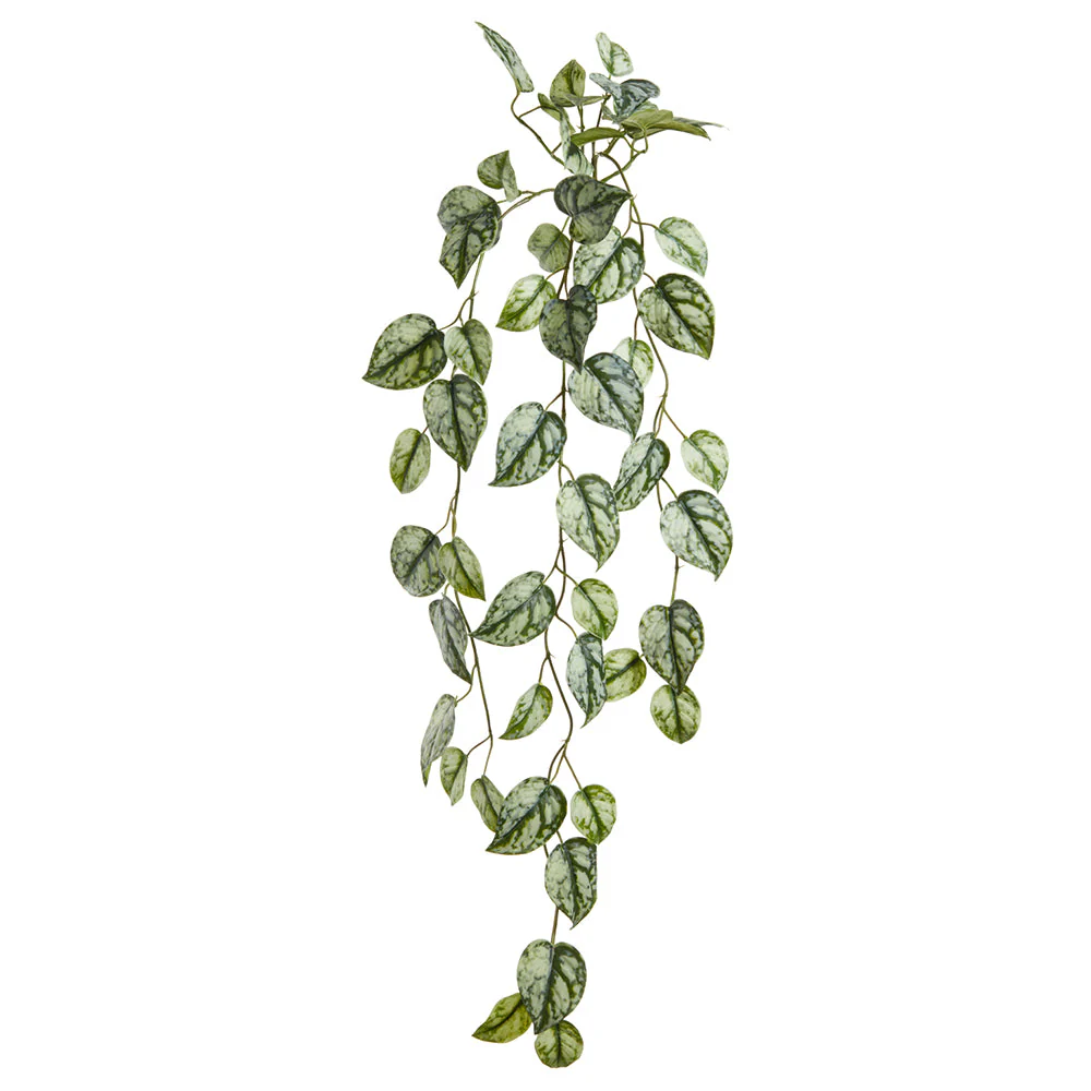 34" Hanging Pothos Leaf Vine Silk Stem -Green/Gray (Pack of 12)