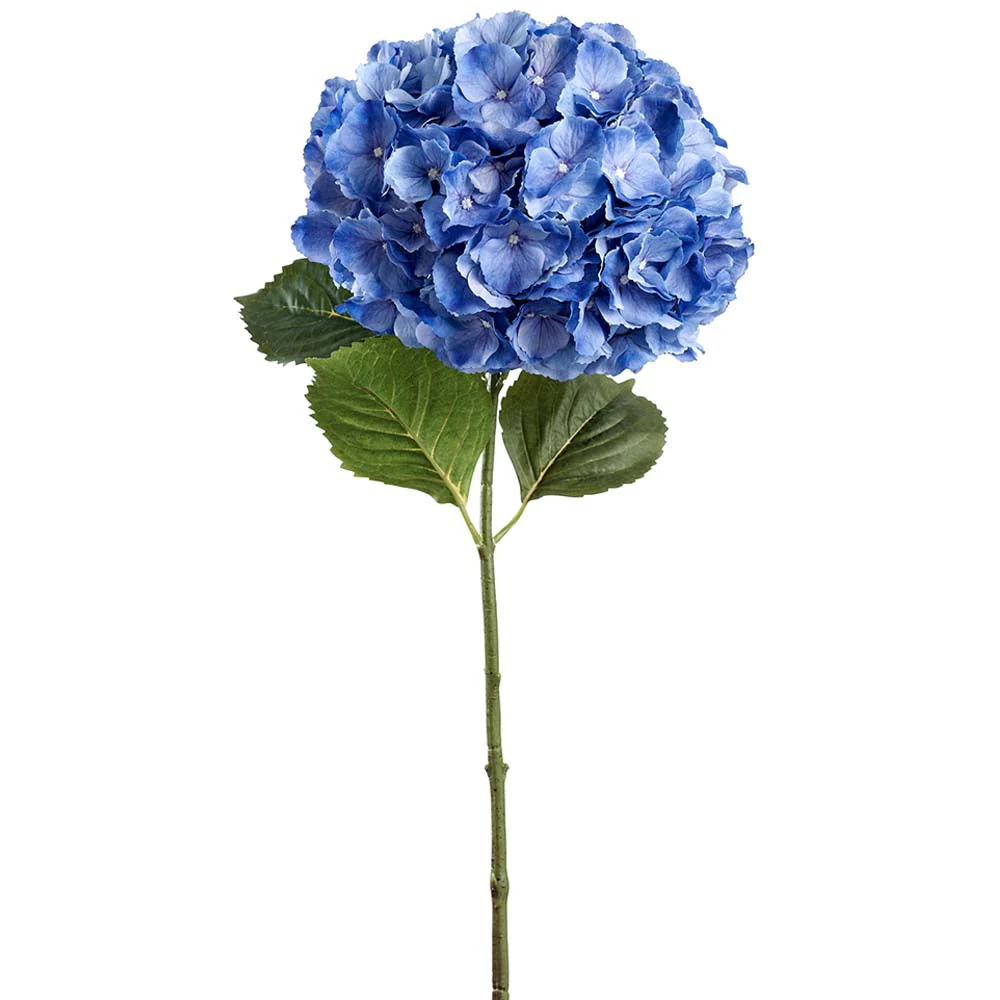 34" Hydrangea Silk Flower Stem -Blue (Pack of 6)