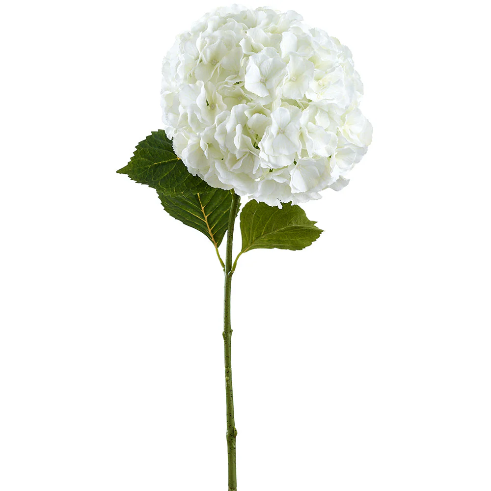 34" Hydrangea Silk Flower Stem -White (Pack of 6)