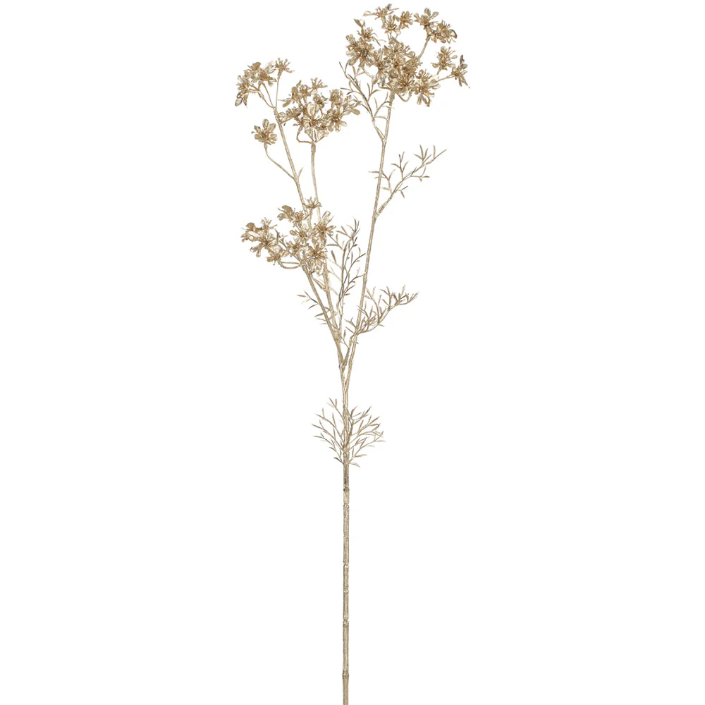 34" Metallic Artificial Queen Anne's Lace Flower Stem -Champagne (Pack of 6)