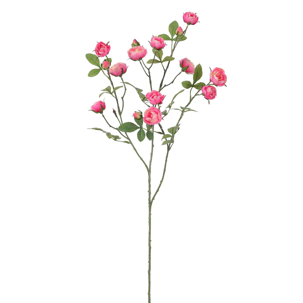 34" Mini Rose Silk Flower Stem -Pink (Pack of 12)