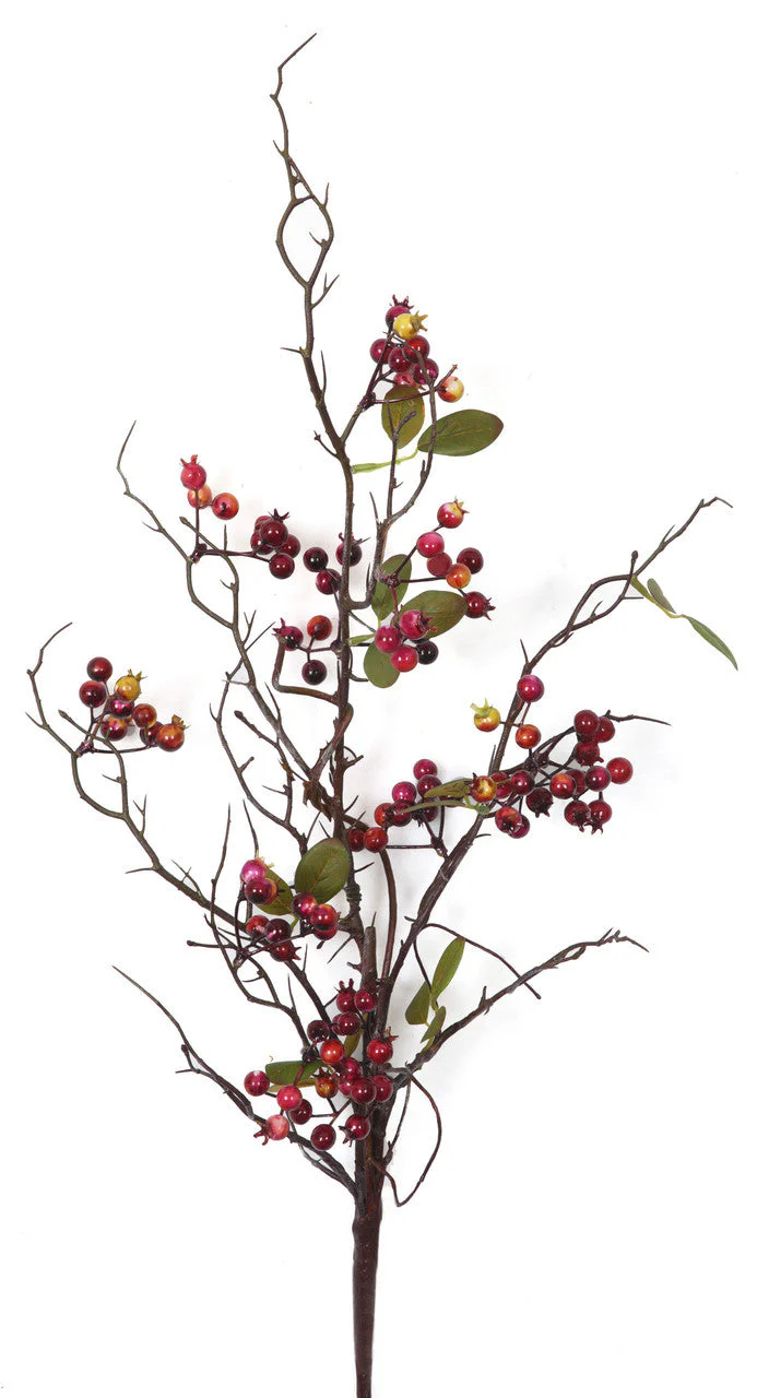 34" Mixed Foam Berry Artificial Stem -Burgundy/Red (Pack of 24) - Image 2