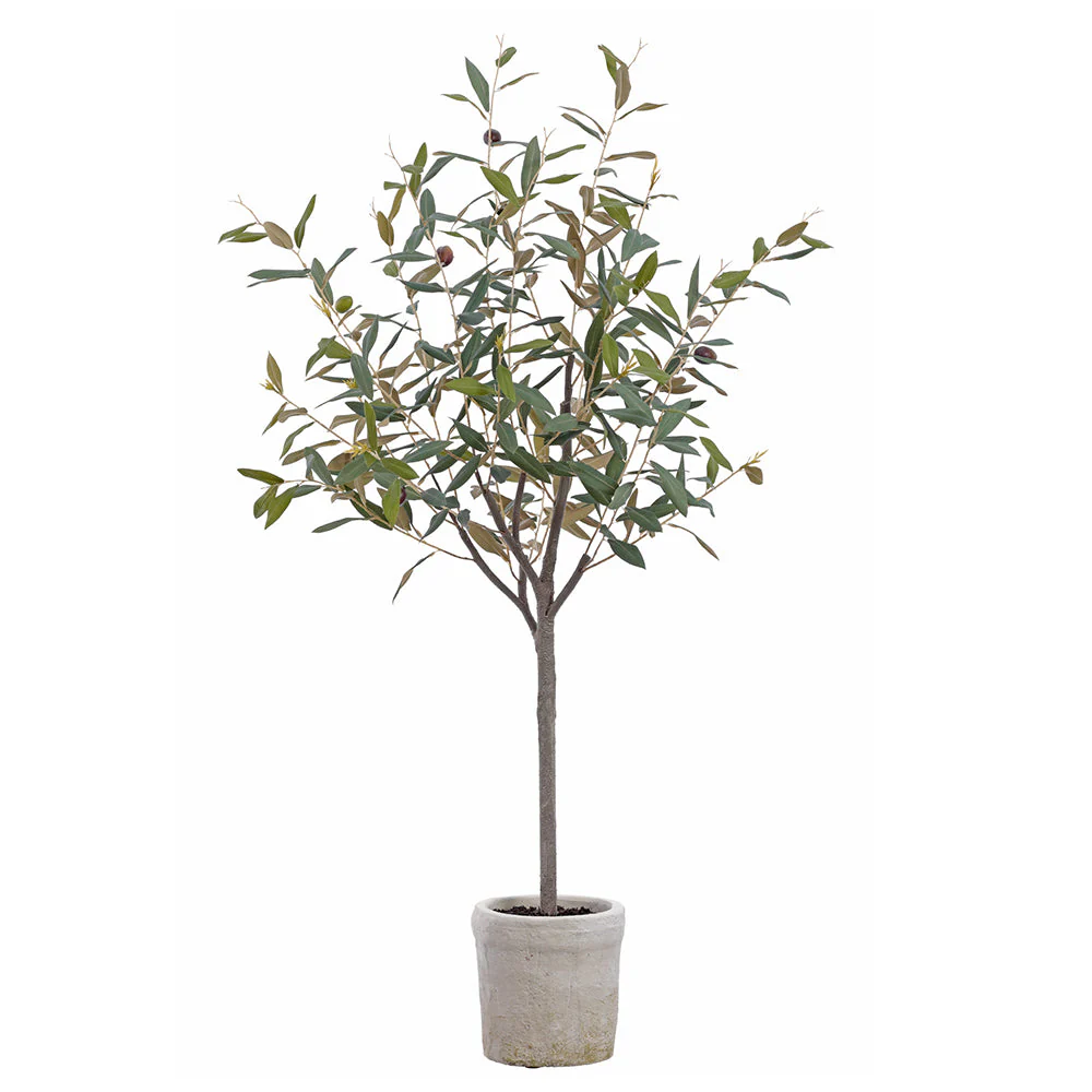 3'4" Olive & Berry Silk Tree w/Clay Pot -Green (Pack of 2)