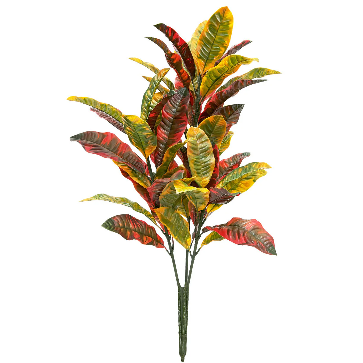 34" Outdoor UV-Proof Artificial Croton Leaf Plant -Gold/Red (Pack of 2)
