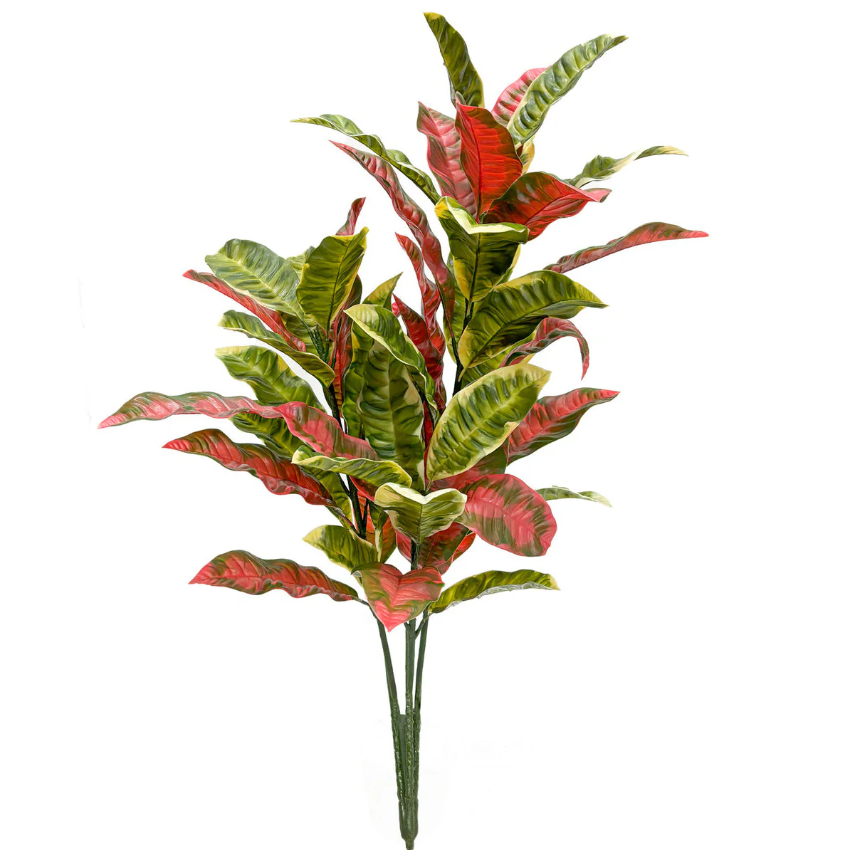 34" Outdoor UV-Proof Artificial Croton Leaf Plant -Pink/Green (Pack of 2)