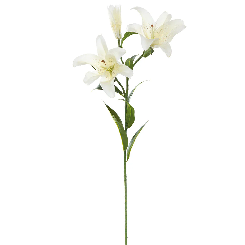 34" Outdoor UV-Resistant Artificial Tiger Lily Flower Stem -White (Pack of 12)