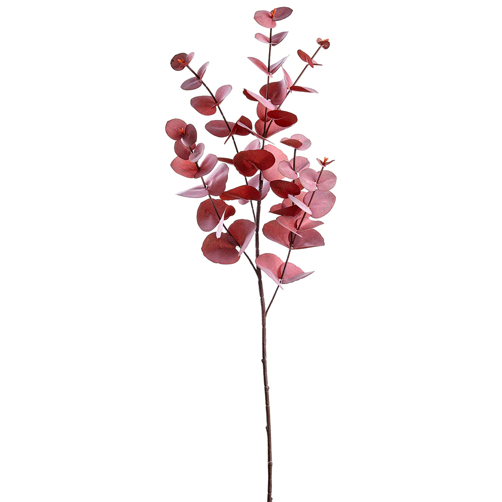 34" Silk Eucalyptus Leaf Stem -Burgundy (Pack of 12)