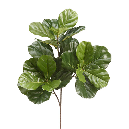 34" Silk Fiddle Leaf Fig Branch Stem -Green (Pack of 6)