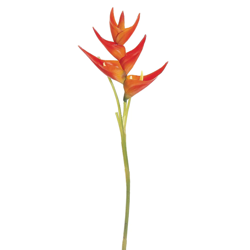 34" Silk Small Heliconia Flower Spray -Orange (Pack of 12)