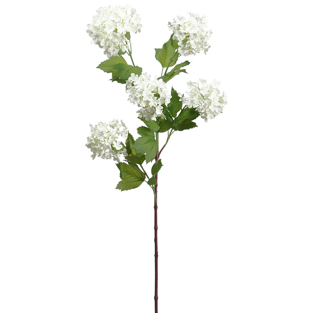 34" Silk Snowball Flower Stem -White (Pack of 12)