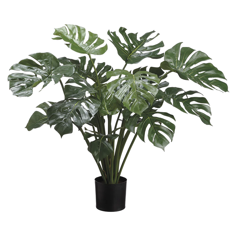 34" Silk Split Philodendron Monstera Leaf Plant w/Pot -Green (Pack of 2)
