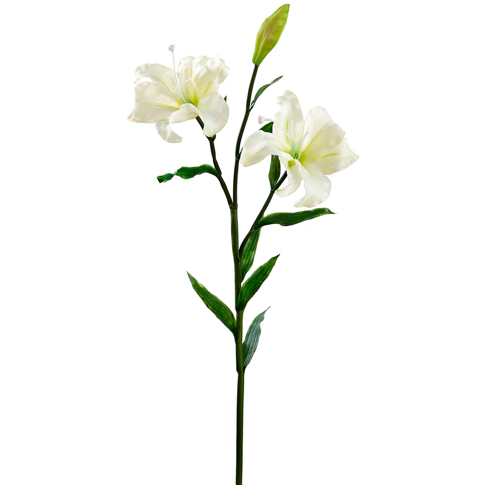 34" Silk Stargazer Lily Flower Stem -Cream (Pack of 6)