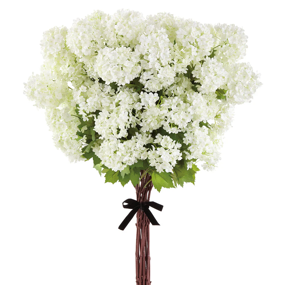 34" Snowball Silk Flower Stem Bundle -White (Pack of 2)