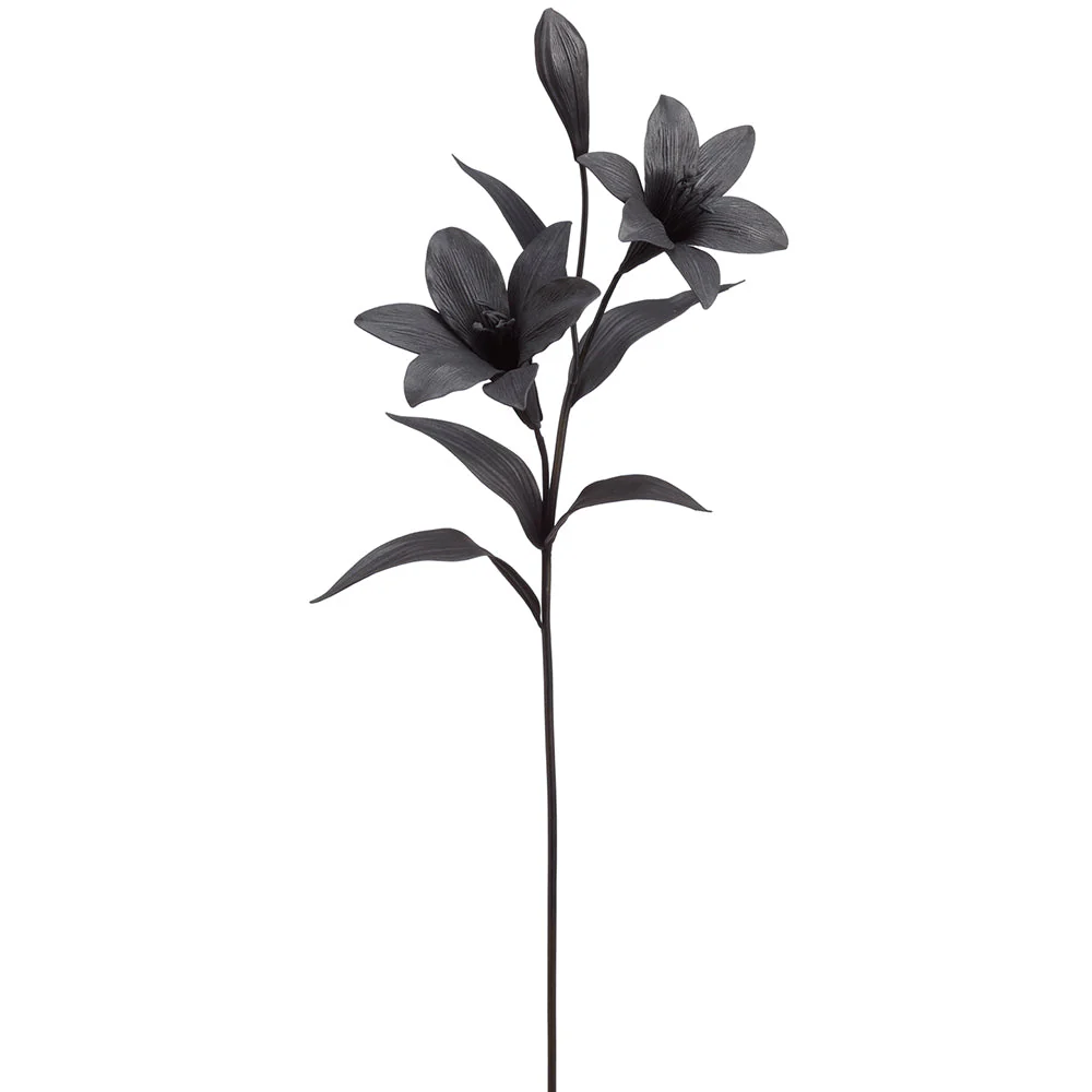 35.5" Easter Lily Silk Flower Stem -Black (Pack of 6)