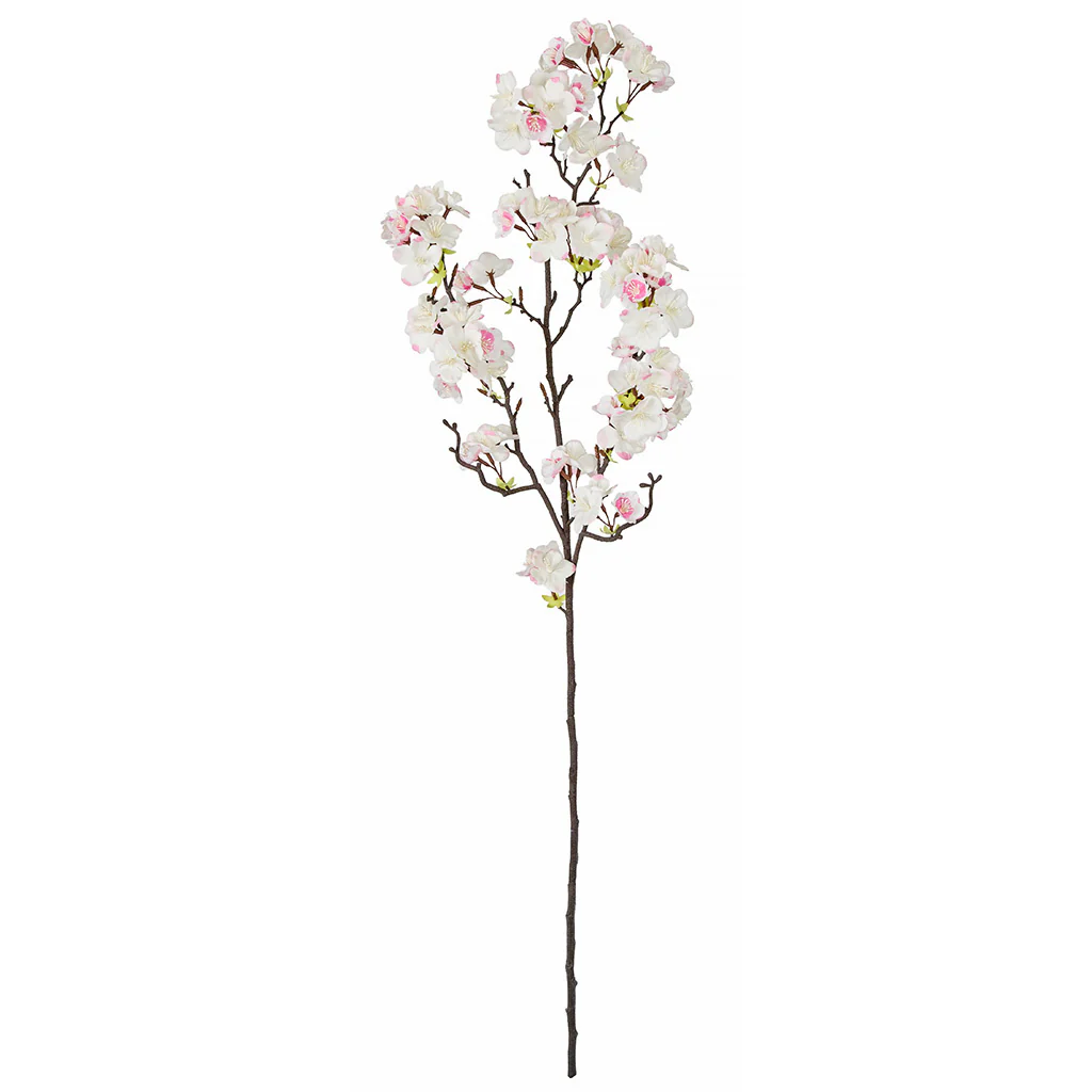 35" Artificial Apple Blossom Flower Spray Branch -Cream/Pink (Pack of 6)