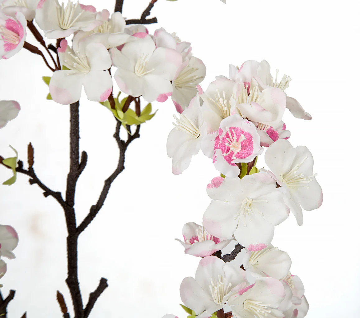 35" Artificial Apple Blossom Flower Spray Branch -Cream/Pink (Pack of 6) - Image 2