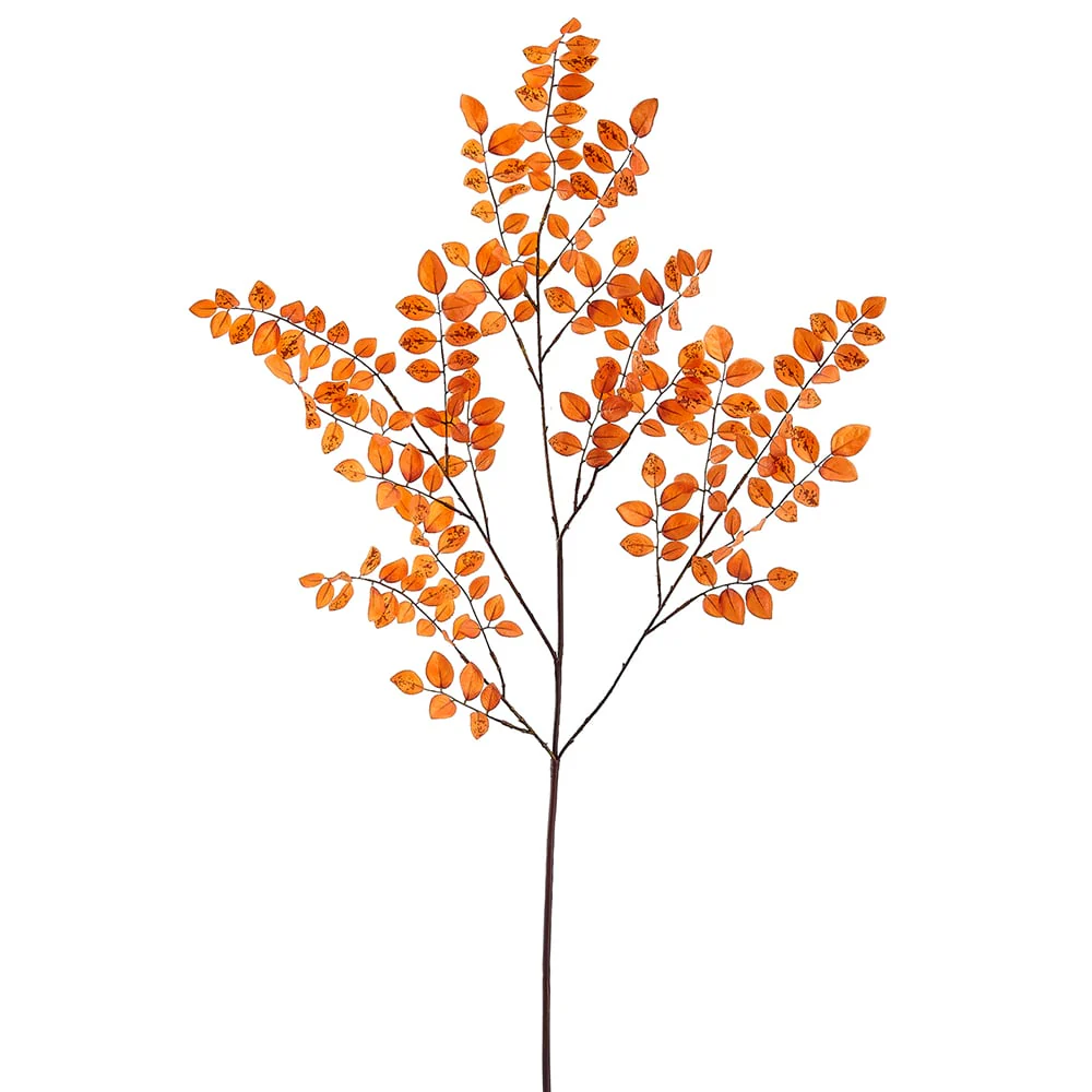 35" Autumn Mini Leaf Silk Stem -Flame (Pack of 12)