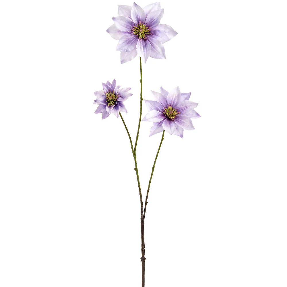 35" Clematis Silk Flower Stem -Amethyst (Pack of 12)
