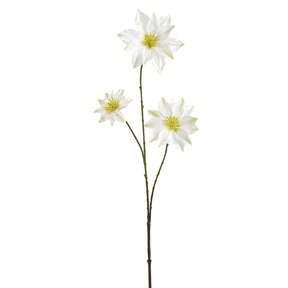 35" Clematis Silk Flower Stem -White (Pack of 12)