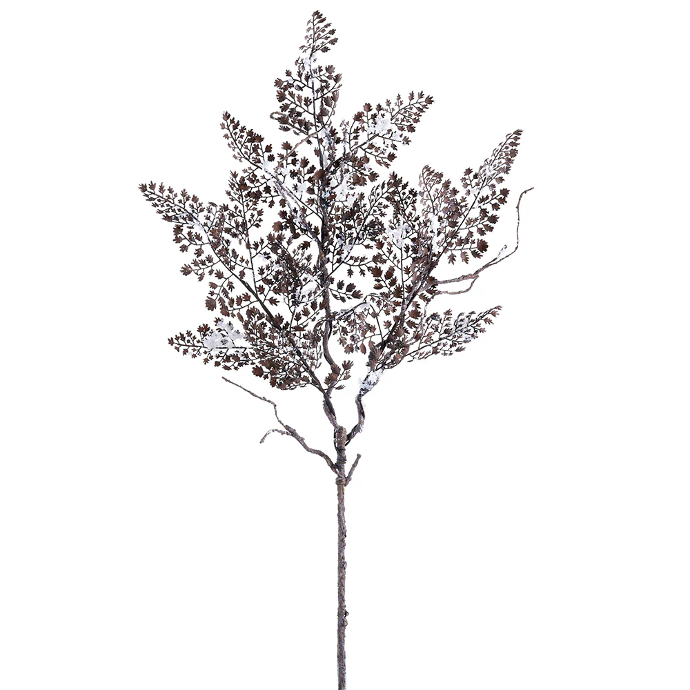 35" Flocked Artificial Maidenhair Fern Leaf Stem -Brown (Pack of 12)