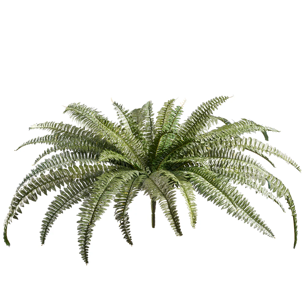 35" Glittered Artificial Holiday Fern Leaf Plant -Green (Pack of 6)