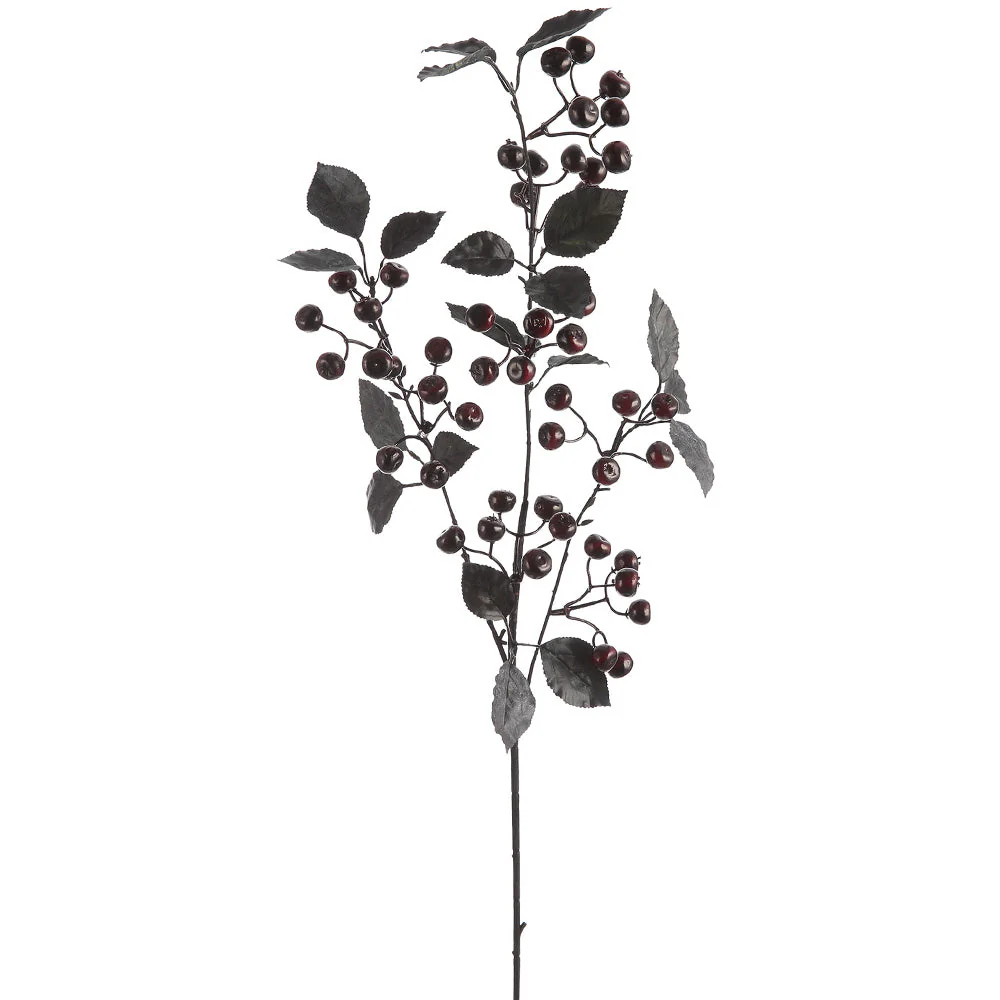 35" Halloween Artificial Berry Stem -Black/Plum (Pack of 6)