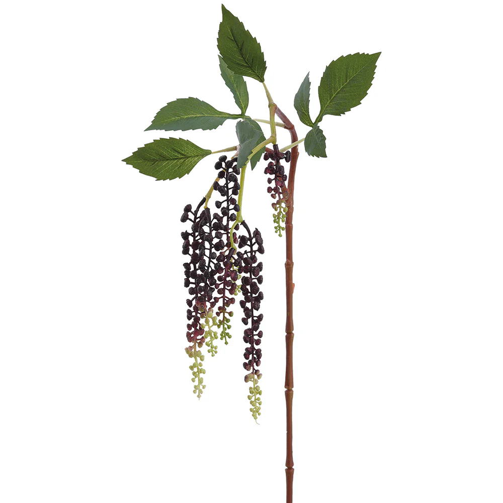 35" Hanging Pokeberry Artificial Stem -Burgundy/Green (Pack of 12)