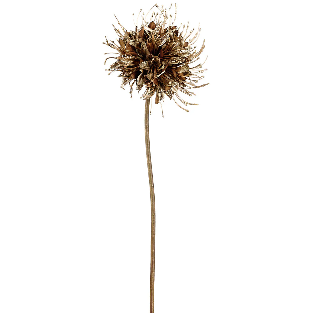 35" Metallic Silk Bergamot Flower Stem -Copper/Gold (Pack of 12)