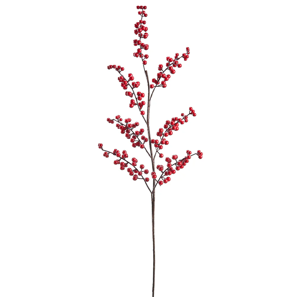 35" Outdoor Water-Resistant Artificial Berry Stem -Red (Pack of 12)