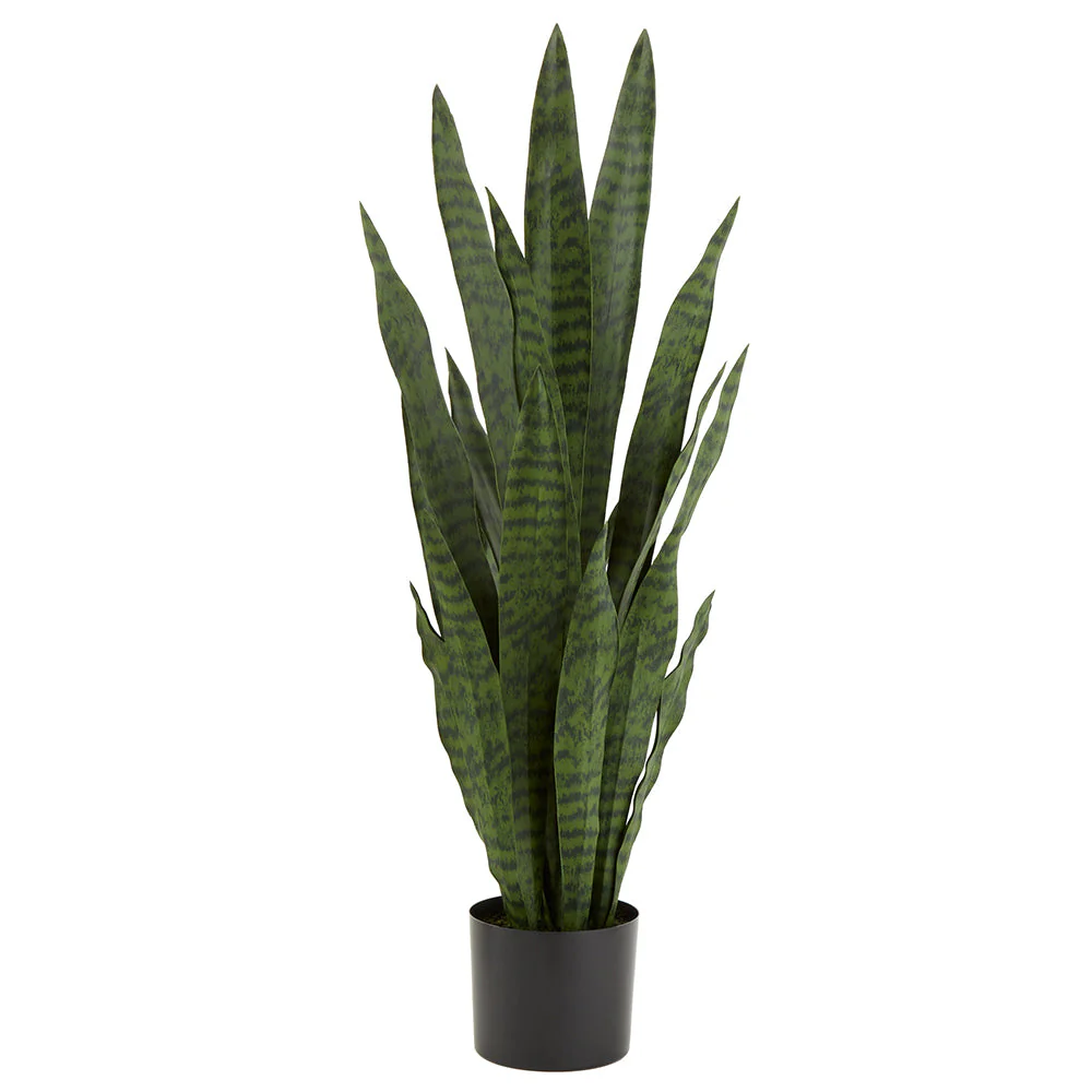 35" Sansevieria Snake Artificial Plant w/Pot -Green