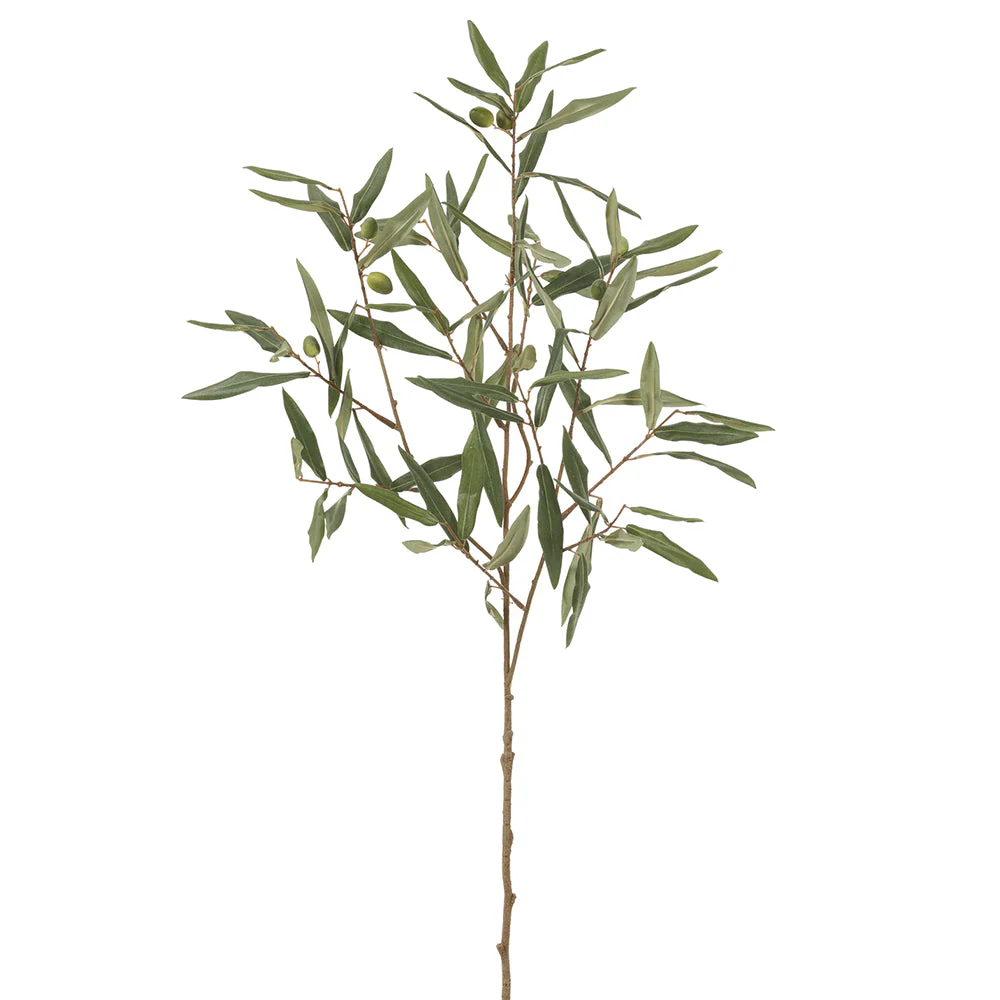 35" Silk Olive Leaf Branch Stem -Green (Pack of 12)