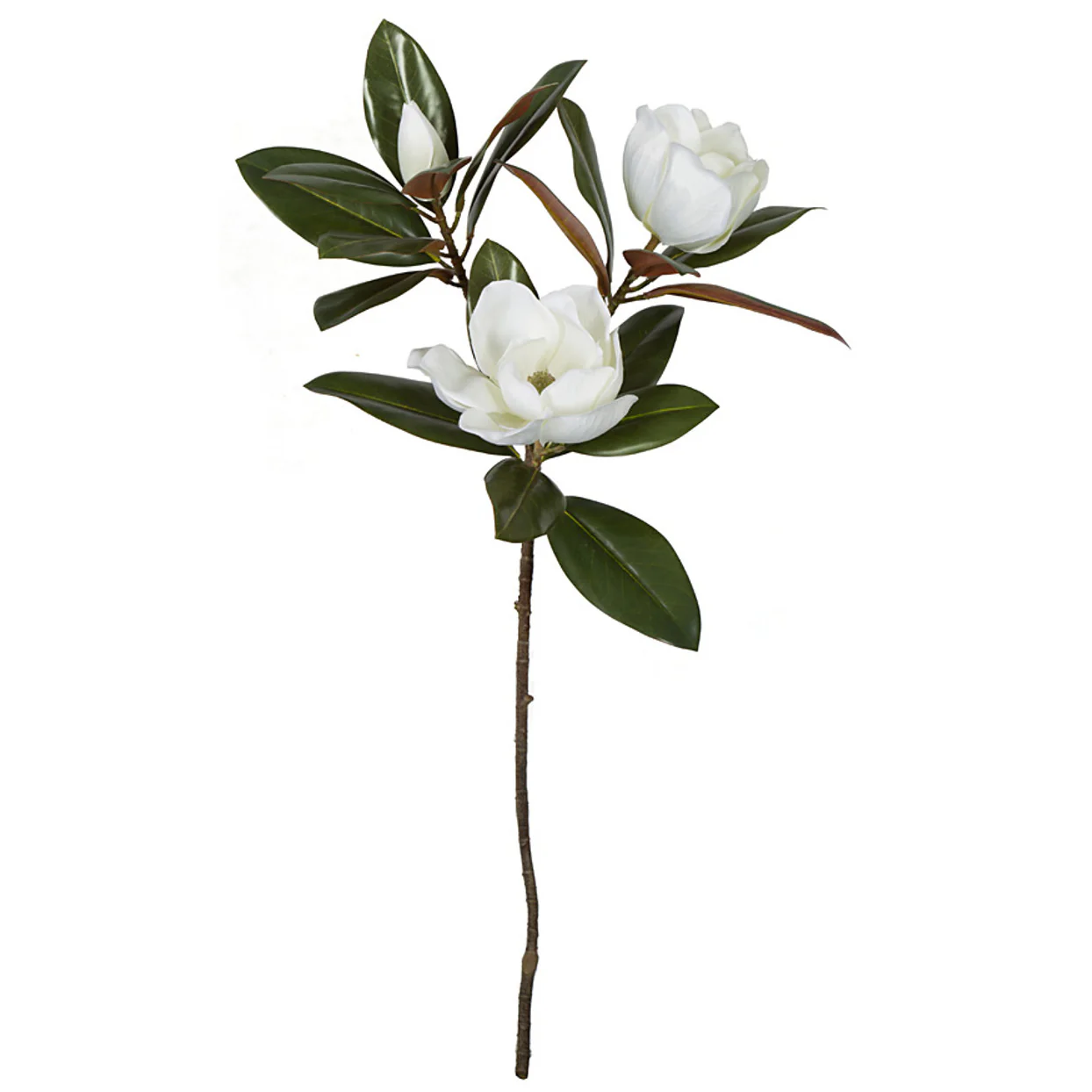 35" Soft-Touch Silk Magnolia Flower Stem -White (Pack of 4)