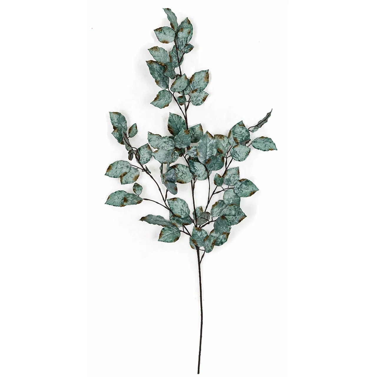36.5" Velvet Artificial Hazelnut Leaf Stem -Blue/Brown (Pack of 12)