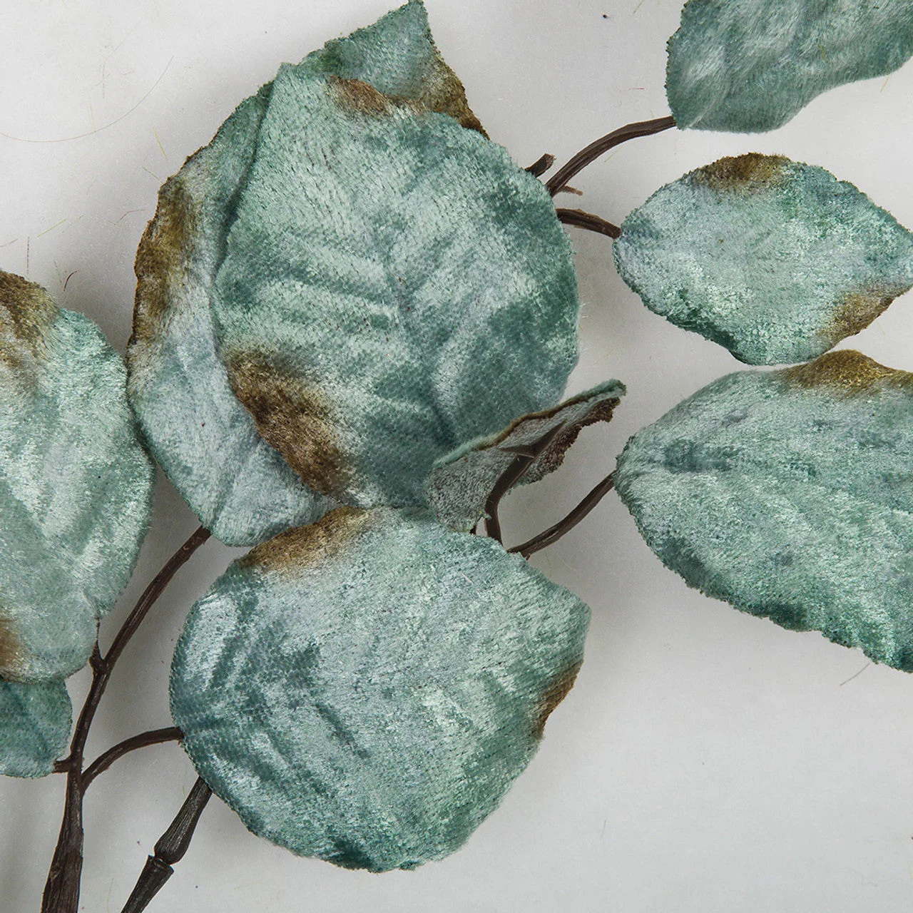 36.5" Velvet Artificial Hazelnut Leaf Stem -Blue/Brown (Pack of 12) - Image 2
