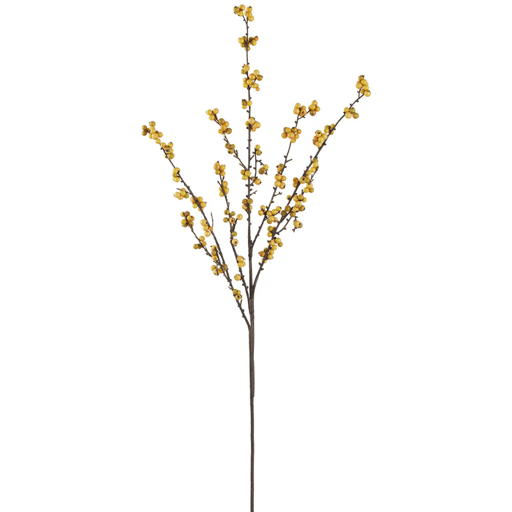 36" Artificial Berry Stem -Mustard (Pack of 12)
