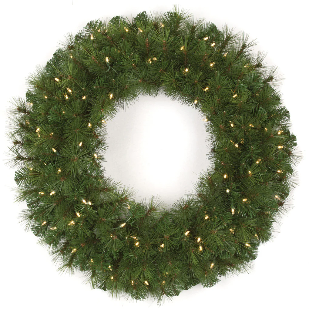 36" Artificial Mika Pine Wreath, LED Pre-Lit -Green